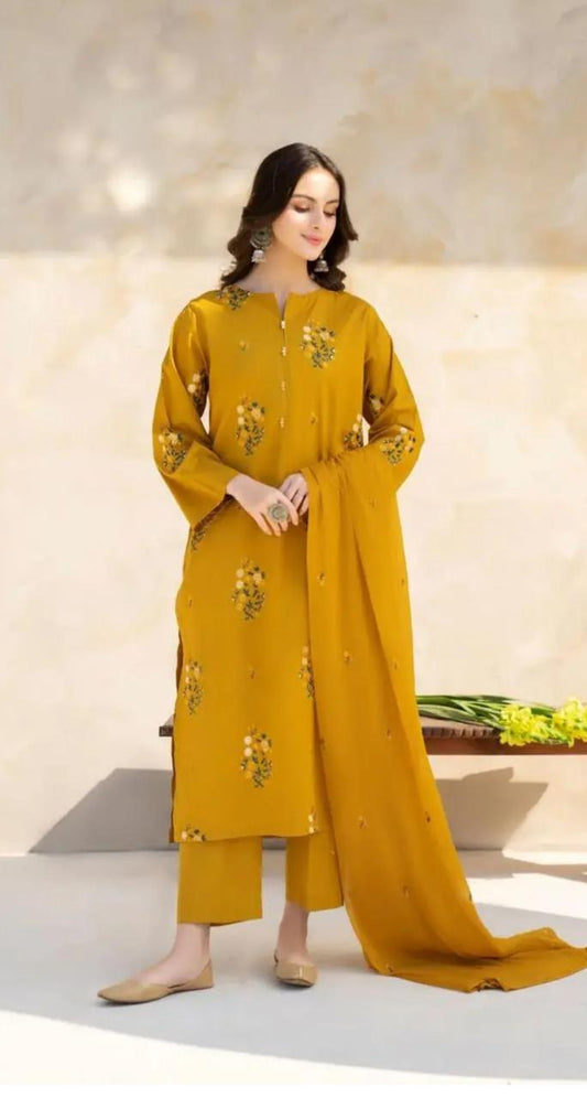 Premium Embroidered Lawn 3Pc