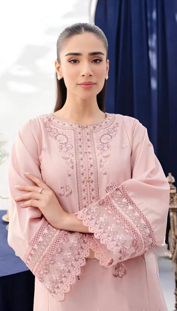 Embroidered Summer Dress - 2Pc