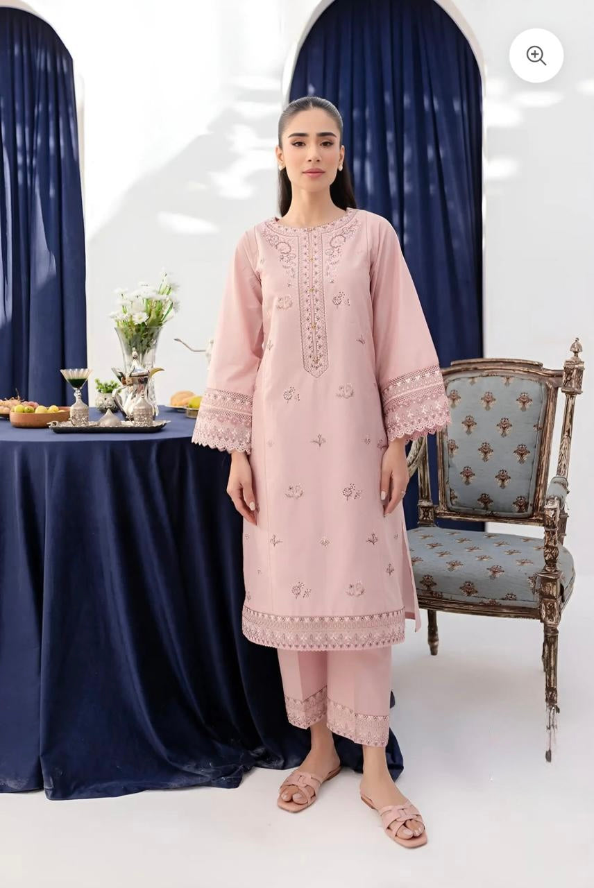 Embroidered Summer Dress - 2Pc