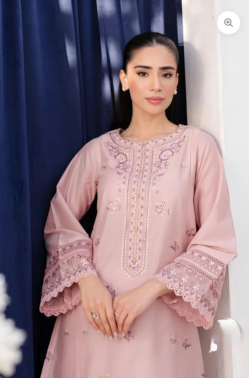 Embroidered Summer Dress - 2Pc