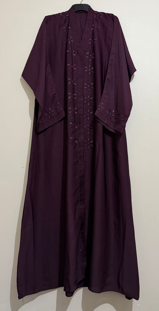 Front Open Purple Abaya