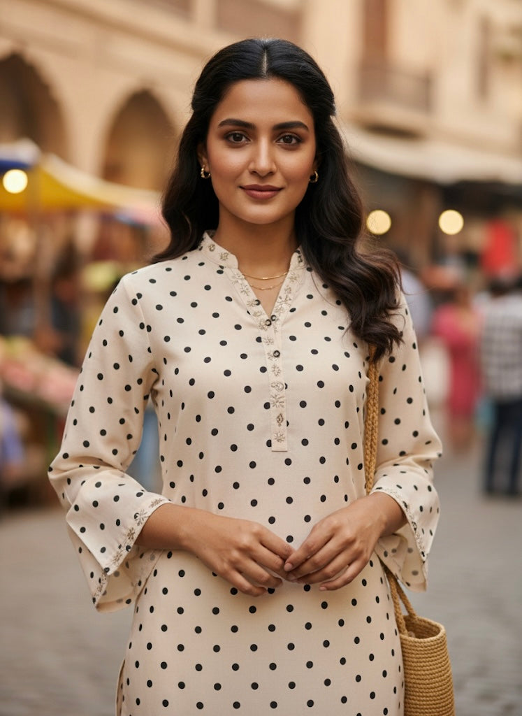 Polka Dot Two-Piece Kurta Suit