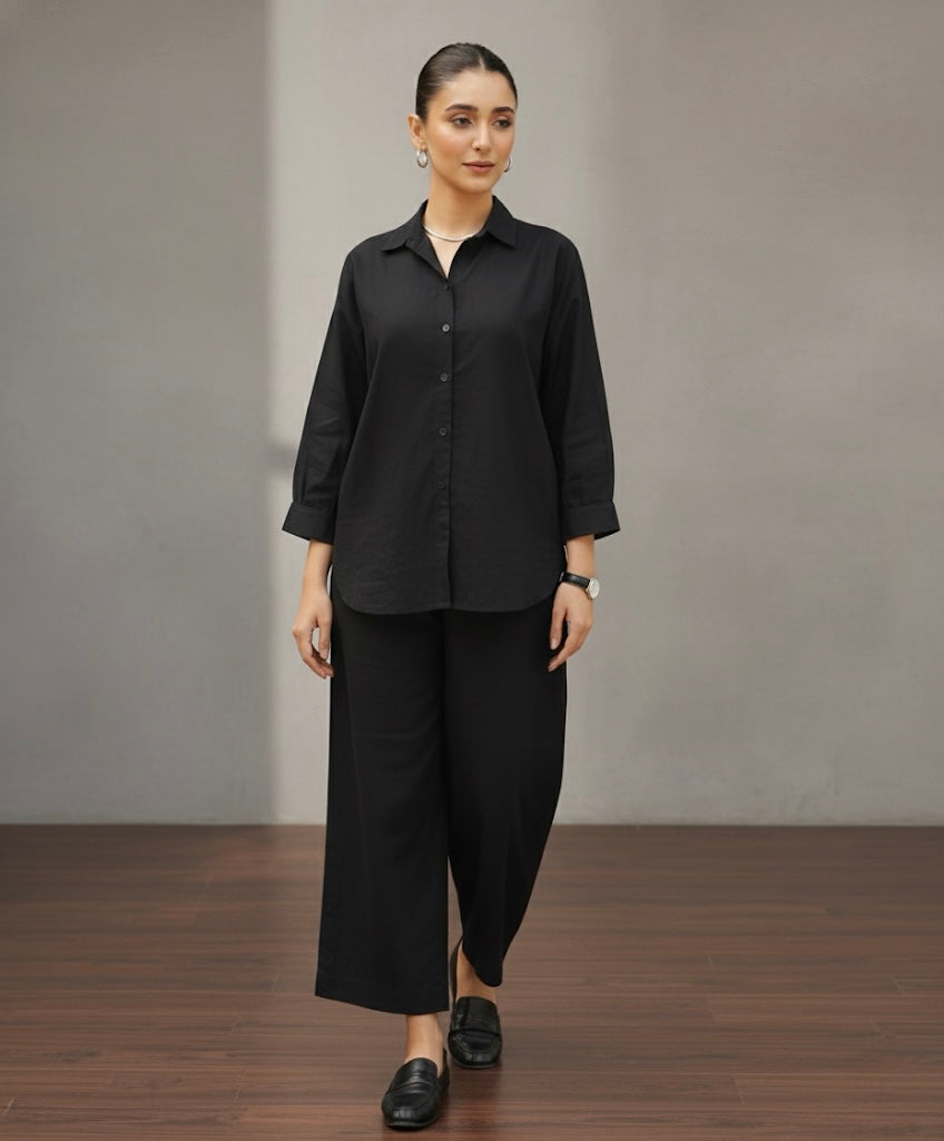 Premium Cotton Black Relaxed Co-ord Set